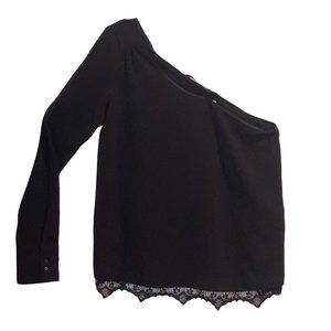 ZARA One Sleeve Black Blouse Size Small Womens Top Lace